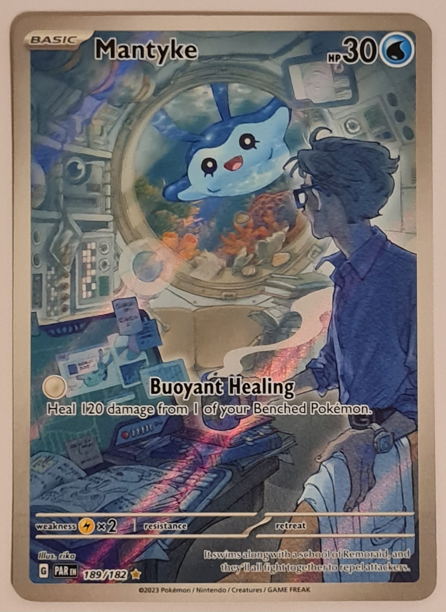 Pokemon Scarlet and Violet Paradox Rift Mantyke #189/182 illustration Rare Holo Trading Card