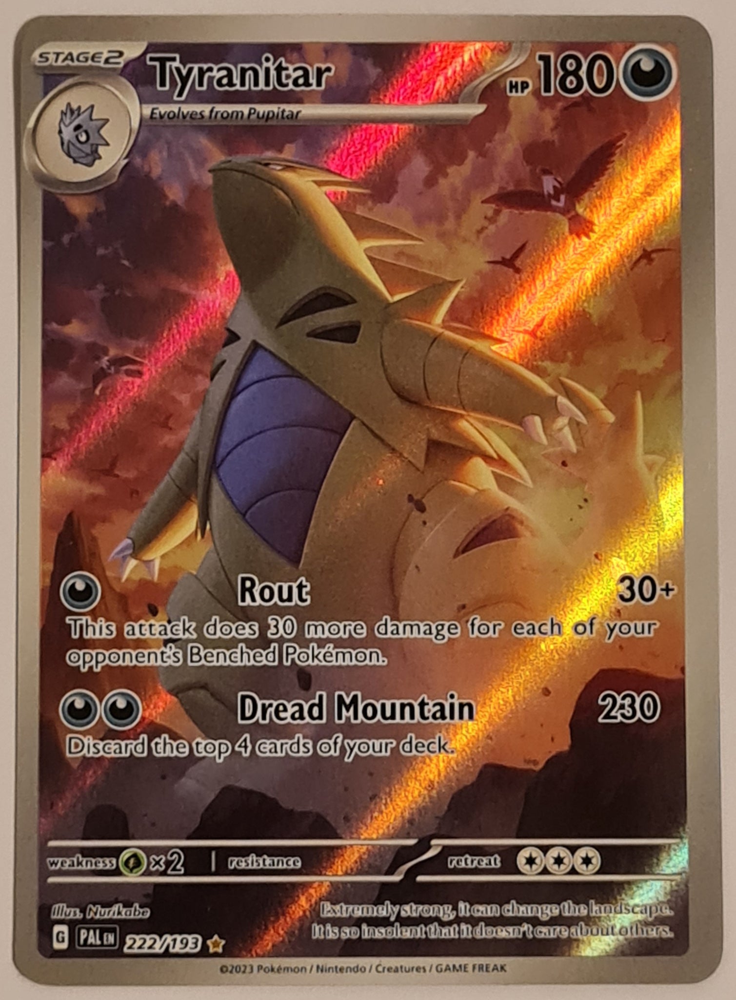 Pokemon Scarlet and Violet Paldea Evolved Tyranitar #222/193 Illustration Rare Holo Trading Card