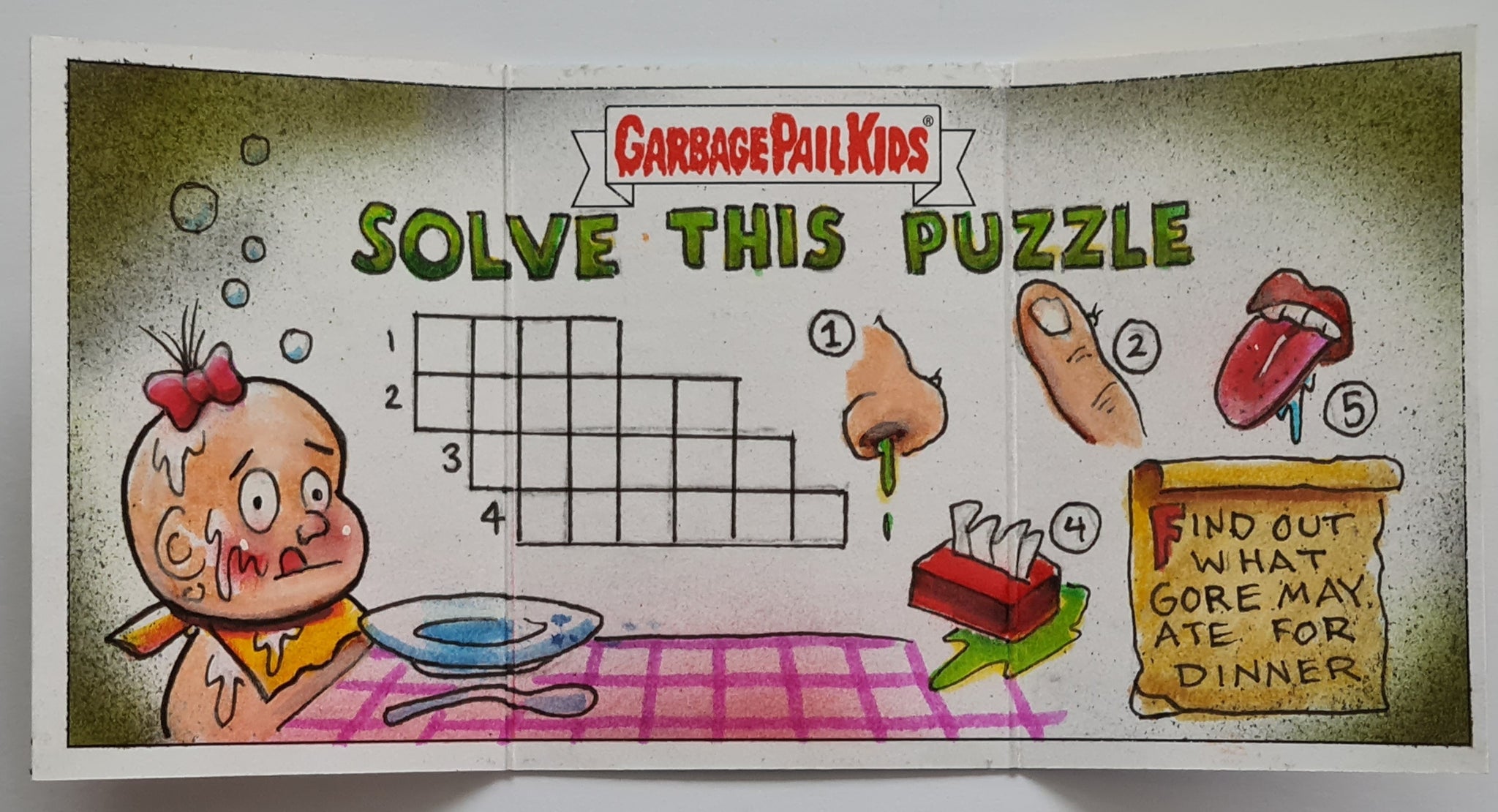 Garbage Pail Kids Kids at Play Gavin Williams Original Full Color 1/1 'Triptych' Artist Sketch Card