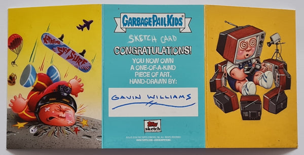 Garbage Pail Kids Kids at Play Gavin Williams Original Full Color 1/1 'Triptych' Artist Sketch Card