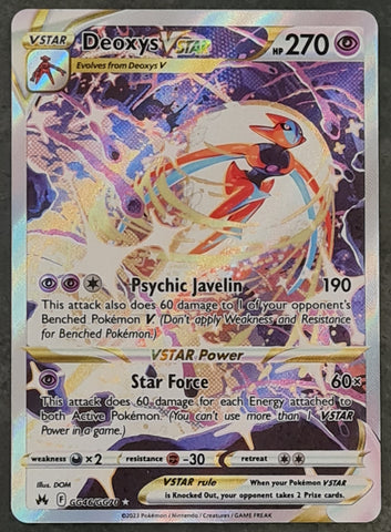 Pokemon Sword and Shield Crown Zenith Deoxys Vstar #GG46/GG70 Galarian Gallery Special Illustration Rare Holo Trading Card