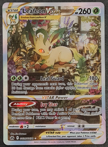 Pokemon Sword and Shield Crown Zenith Leafeon Vstar #GG35/GG70 Galarian Gallery Special Illustration Rare Holo Trading Card