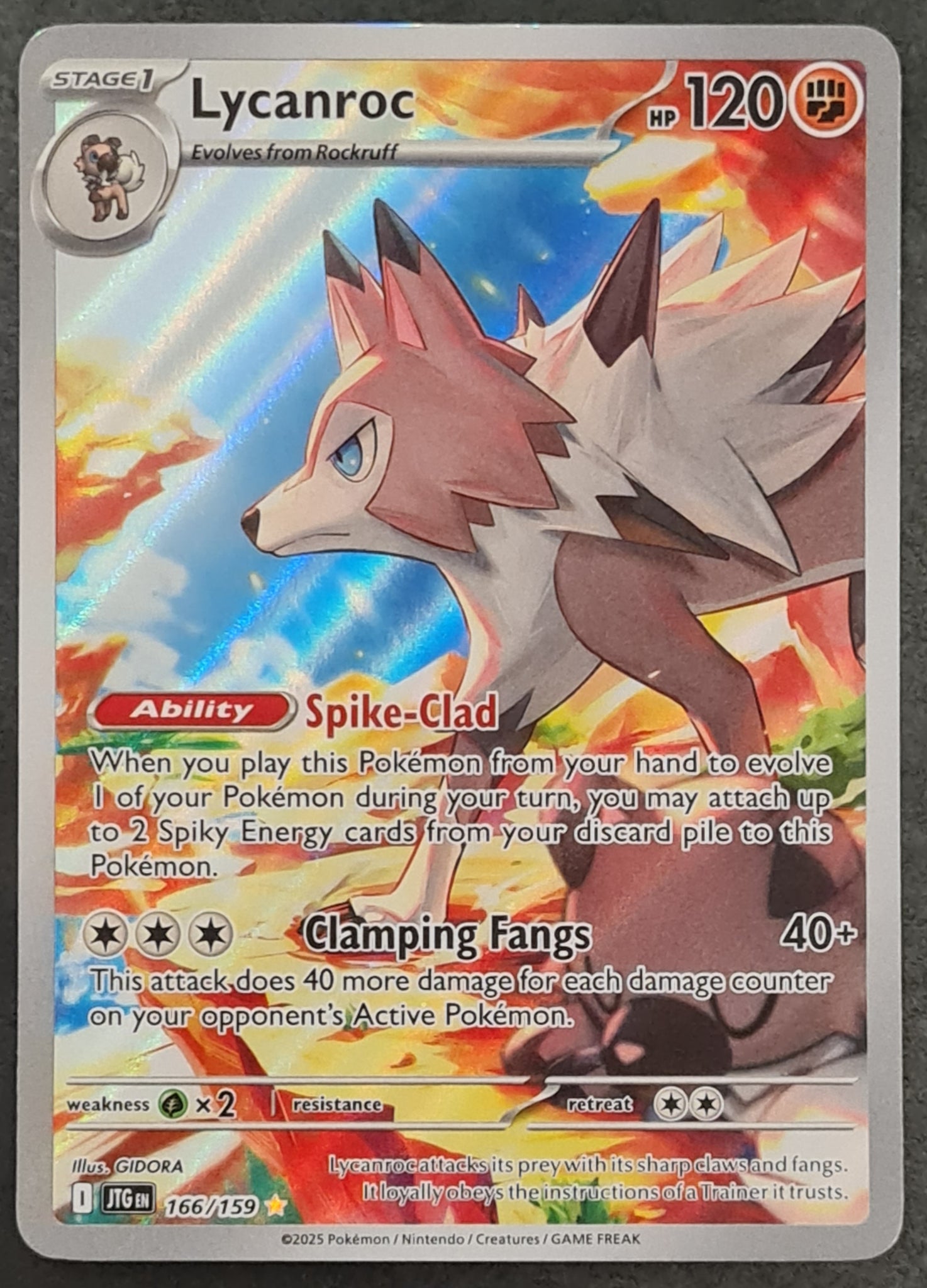 Pokemon Scarlet and Violet Journey Together Lycanroc #166/159 Illustration Rare Holo Trading Card