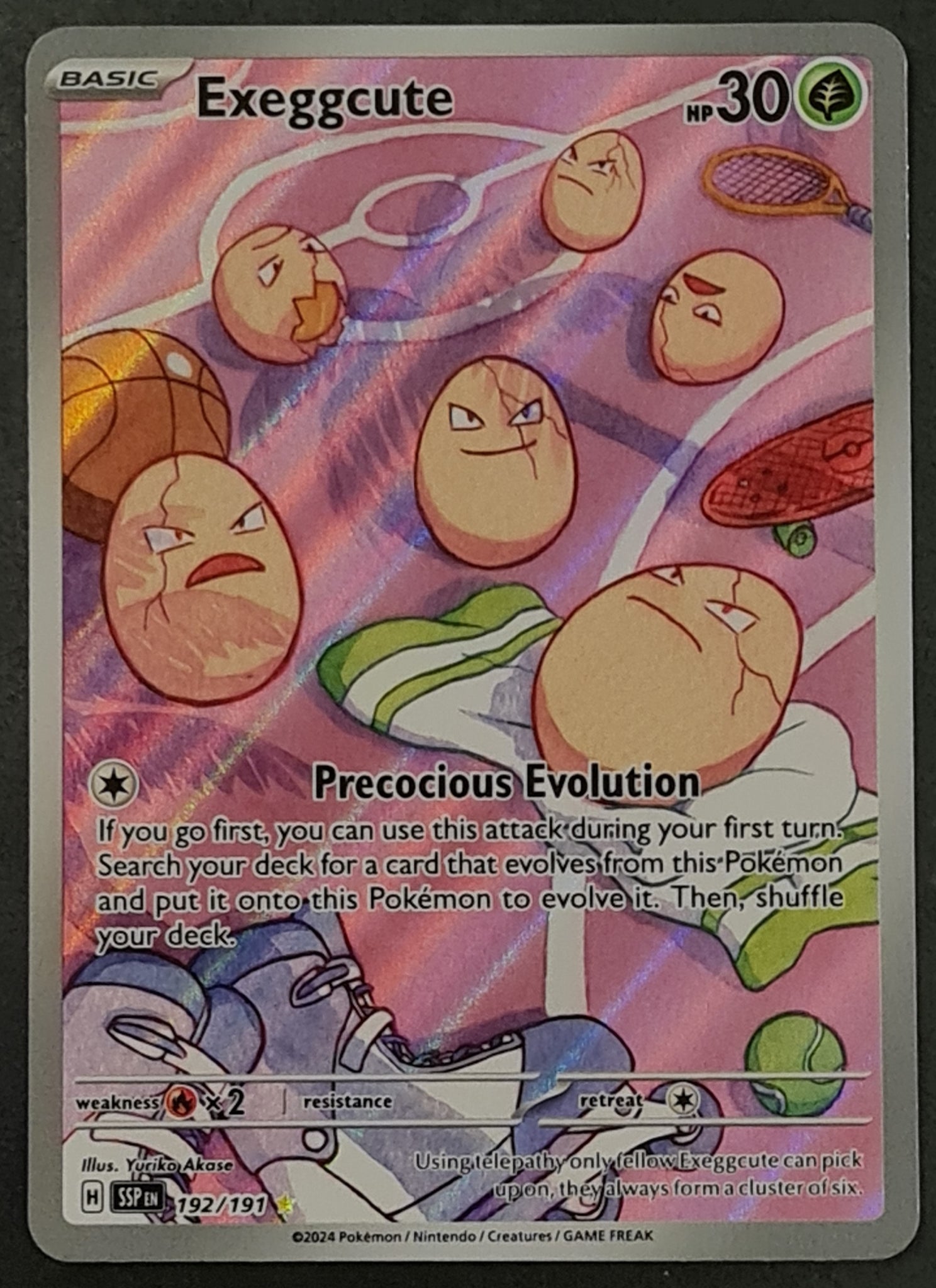 Pokemon Scarlet and Violet Surging Sparks Exeggcute #192/191 Illustration Rare Holo Trading Card