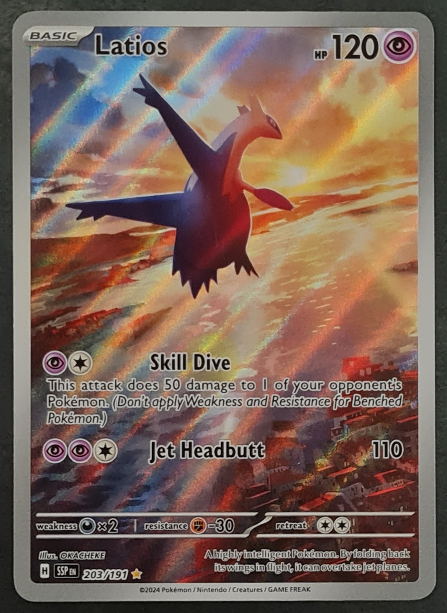 Pokemon Scarlet and Violet Surging Sparks Latios #203/191 Illustration Rare Holo Trading Card