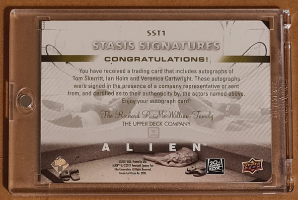 2017 Upper Deck Alien Stasis Signatures #SST1 Skerritt/Holm/Cartwright Triple Autograph Trading Card Insert Set