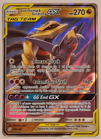 Pokemon Sun and Moon Unified Minds Garchomp and Giratina GX #146/236 Ultra Rare Holo Trading Card