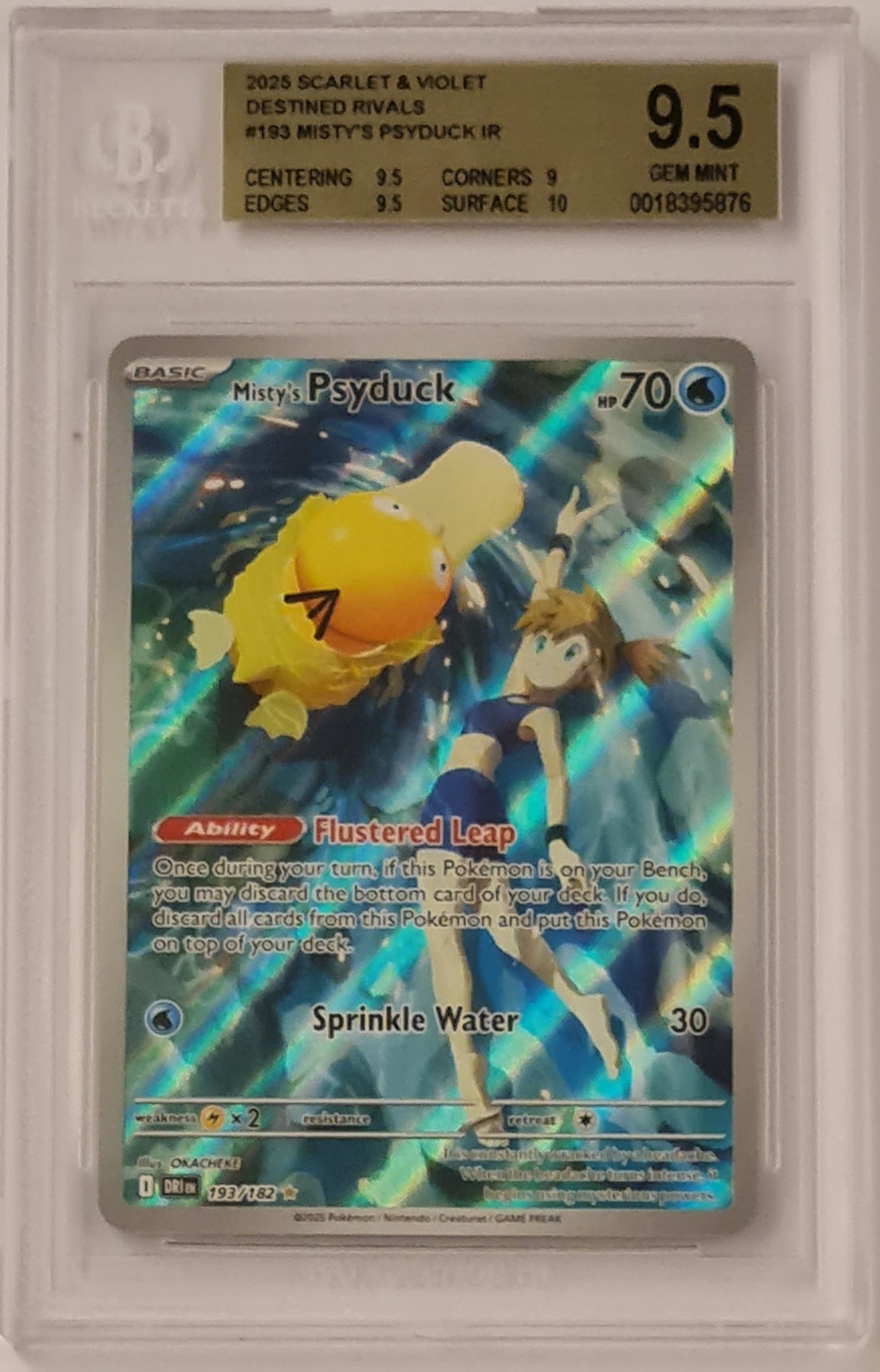 Pokemon Scarlet and Violet Destined Rivals Misty's Psyduck #193/182 BGS Gem Mint 9.5 Illustration Rare Holo Trading Card