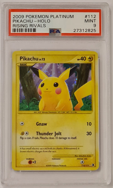 Pokemon Platinum Rising Rivals Pikachu #112/111 PSA Mint 9 Secret Rare Holo Trading Card