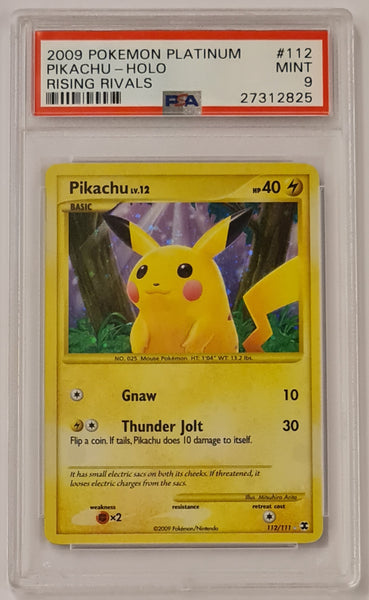 Pokemon Platinum Rising Rivals Pikachu #112/111 PSA Mint 9 Secret Rare Holo Trading Card
