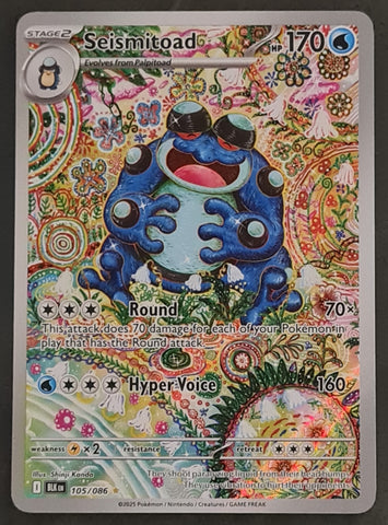 Pokemon Scarlet and Violet Black Bolt Seismitoad #105/086 Illustration Rare Holo Trading Card (666🔥)