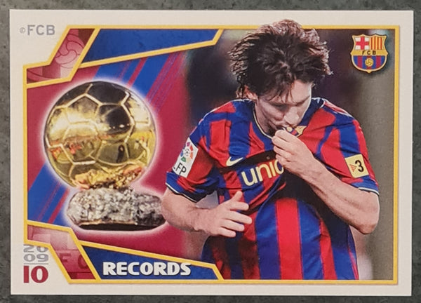 2009-2010 Panini El Barca de Las Seis Copas Lionel Messi 'Records' #173 Sticker