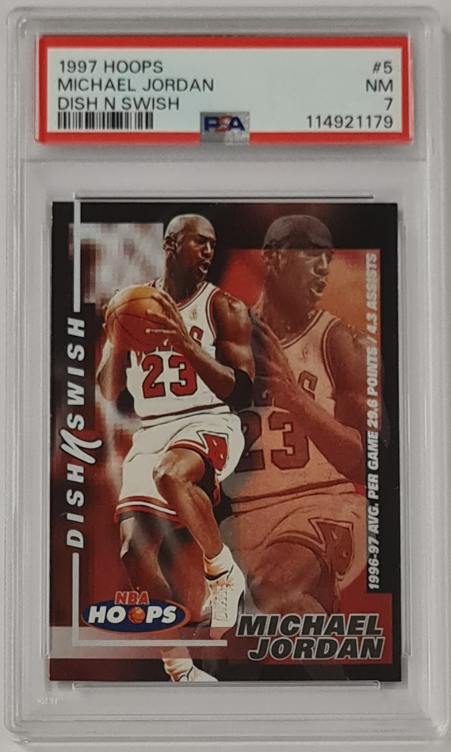 1997-98 NBA Hoops Dish n Swish Michael Jordan #5 PSA 7 Trading Card