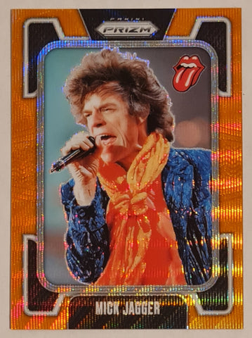 2025 Panini Prizm The Rolling Stones Mick Jagger #52 Orange Wave Parallel /259 Trading Card