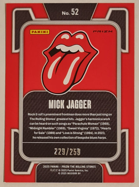 2025 Panini Prizm The Rolling Stones Mick Jagger #52 Orange Wave Parallel /259 Trading Card