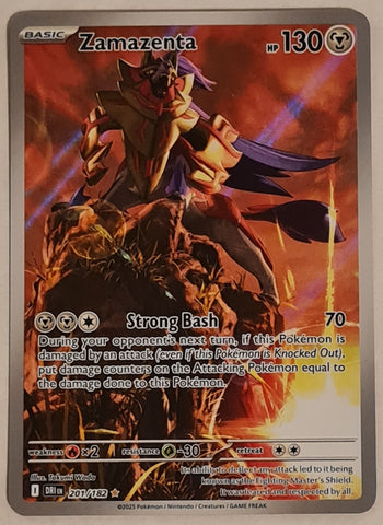 Pokemon Scarlet and Violet Destined Rivals Zamazenta #201/182 Illustration Rare Holo Trading Card