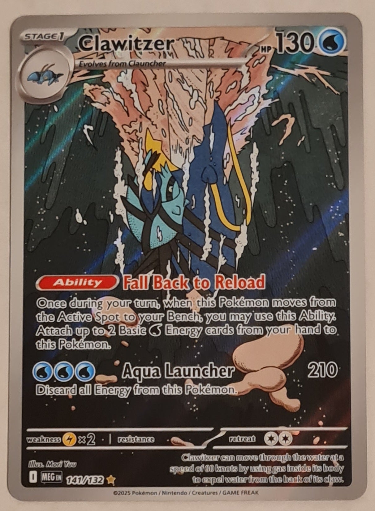 Pokemon Mega Evolution Clawitzer #141/132 Illustration Rare Holo Trading Card
