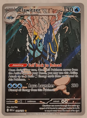 Pokemon Mega Evolution Clawitzer #141/132 Illustration Rare Holo Trading Card