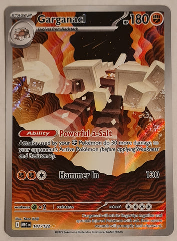 Pokemon Mega Evolution Garganacl #147/132 Illustration Rare Holo Trading Card