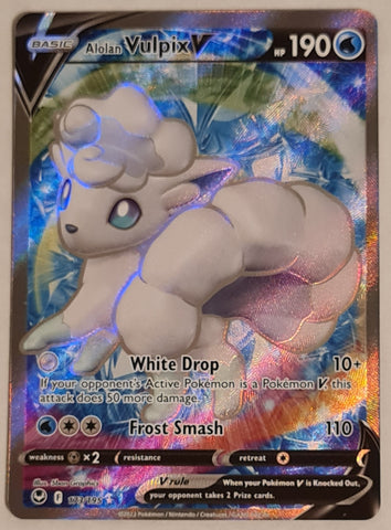 Pokemon Sword and Shield Silver Tempest Alolan Vulpix V #173/195 Ultra Rare Holo Trading Card