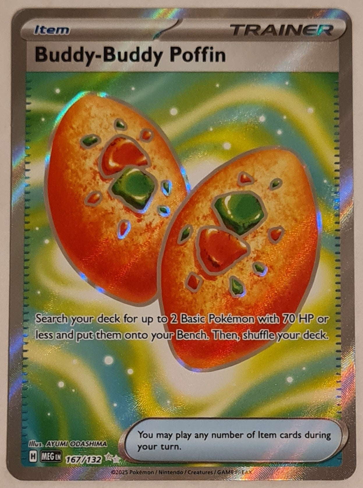 Pokemon Mega Evolution Buddy-Buddy Poffin #167/132 Ultra Rare Holo Trading Card