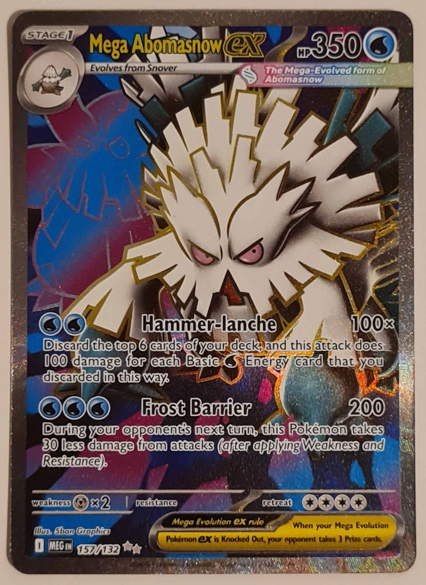 Pokemon Mega Evolution Mega Abomasnow Ex #157/132 Ultra Rare Holo Trading Card