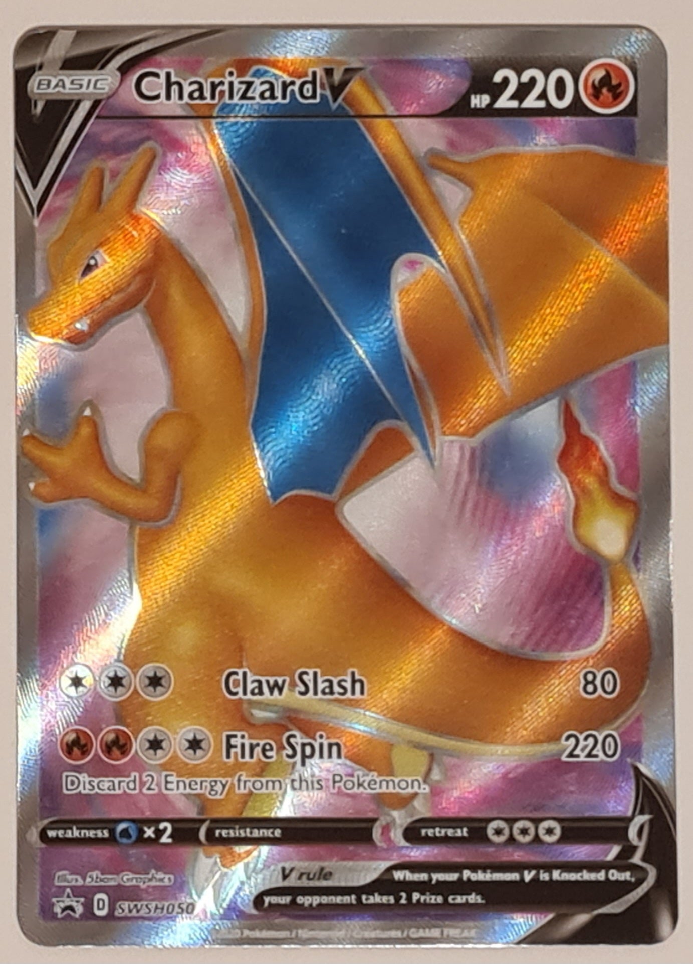Pokemon Sword and Shield Champions Path Charizard V #SWSH 050 Holo Black Star Promo Trading Card