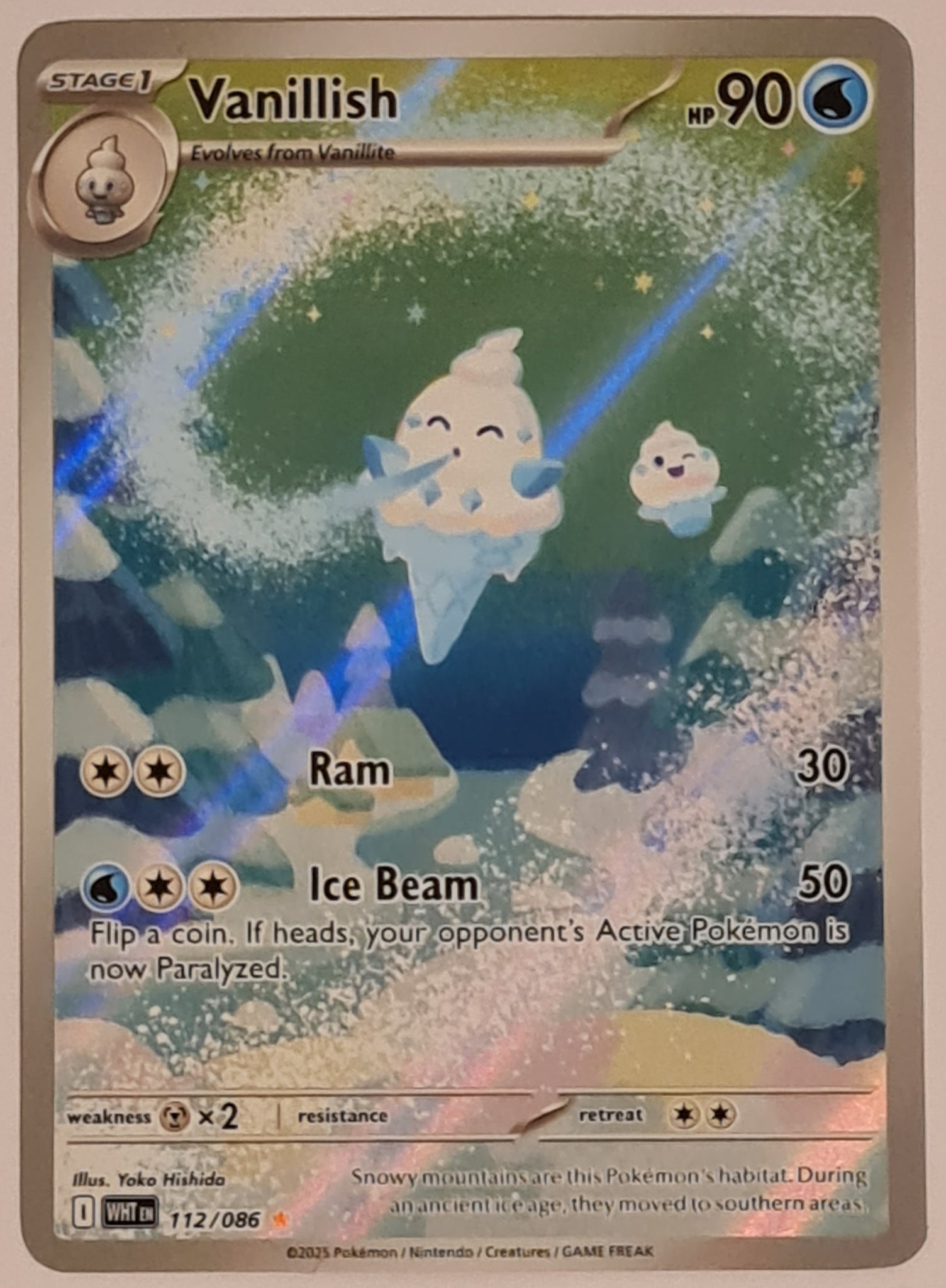 Pokemon Scarlet and Violet White Flare Vanillish #112/086 Illustration Rare Holo Trading Card