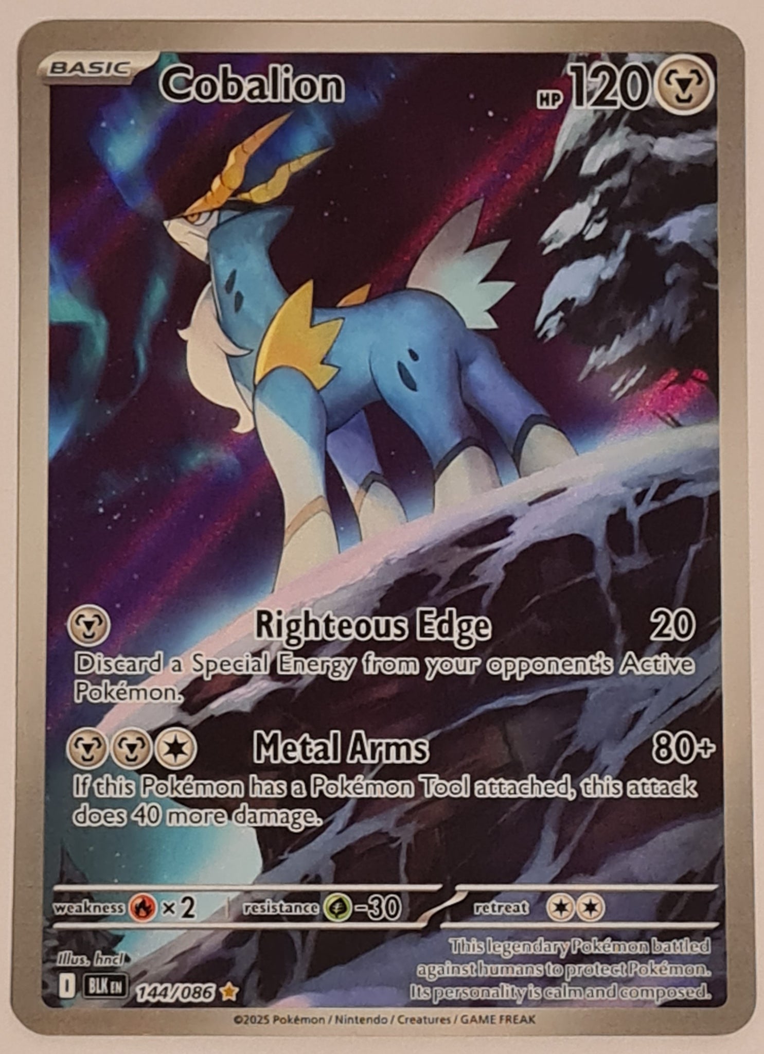 Pokemon Scarlet and Violet Black Bolt Cobalion #144/086 Illustration Rare Holo Trading Card