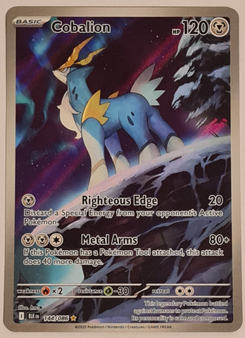 Pokemon Scarlet and Violet Black Bolt Cobalion #144/086 Illustration Rare Holo Trading Card
