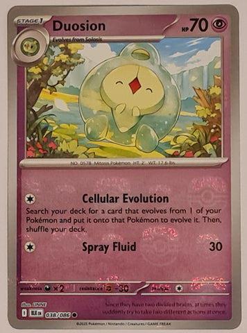 Pokemon Scarlet and Violet Black Bolt Duosion #038/086 Common Master Ball Holo Trading Card