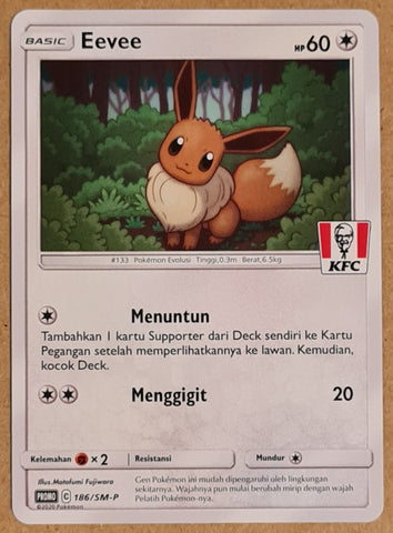 Pokemon Sun and Moon Eevee #186 SM-P Indonesian KFC Chaki Kids Meal Promo Trading Card