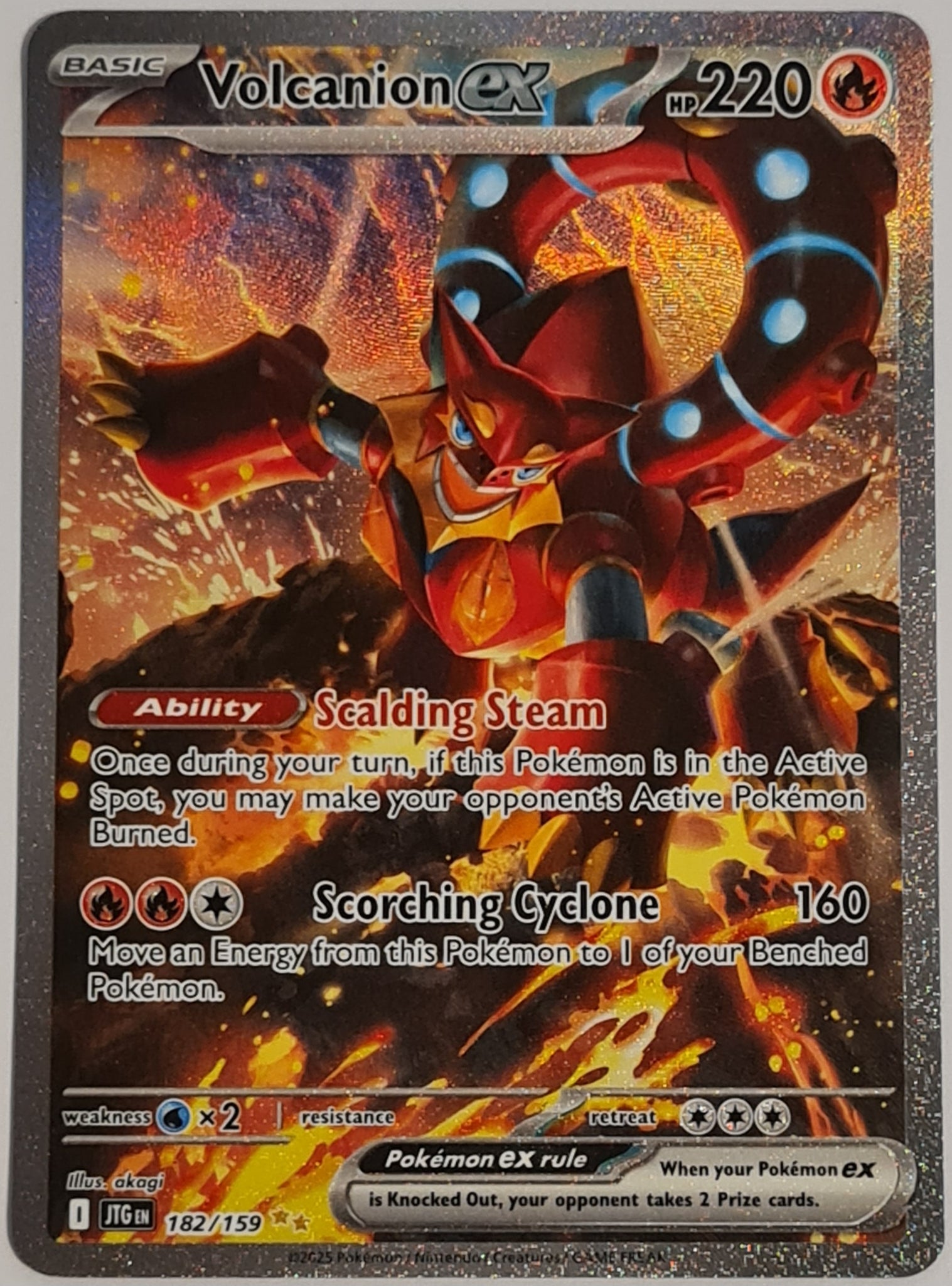 volcanion pokemon card holographic Pokemon Scarlet and Violet Journey Together Volcanion Ex #182/159 Special Illustration Rare Holo Trading Card