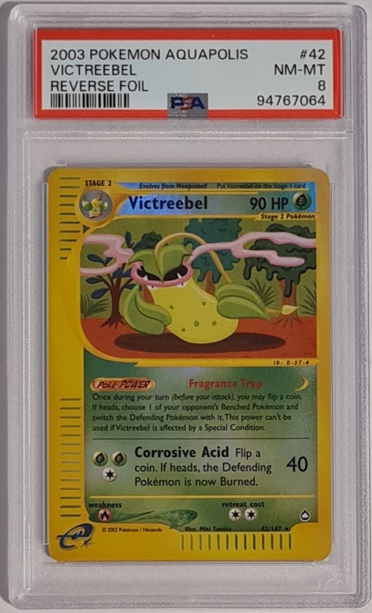 Pokemon Aquapolis Victreebel #42/147 PSA 8 Rare Reverse Holo Trading Card