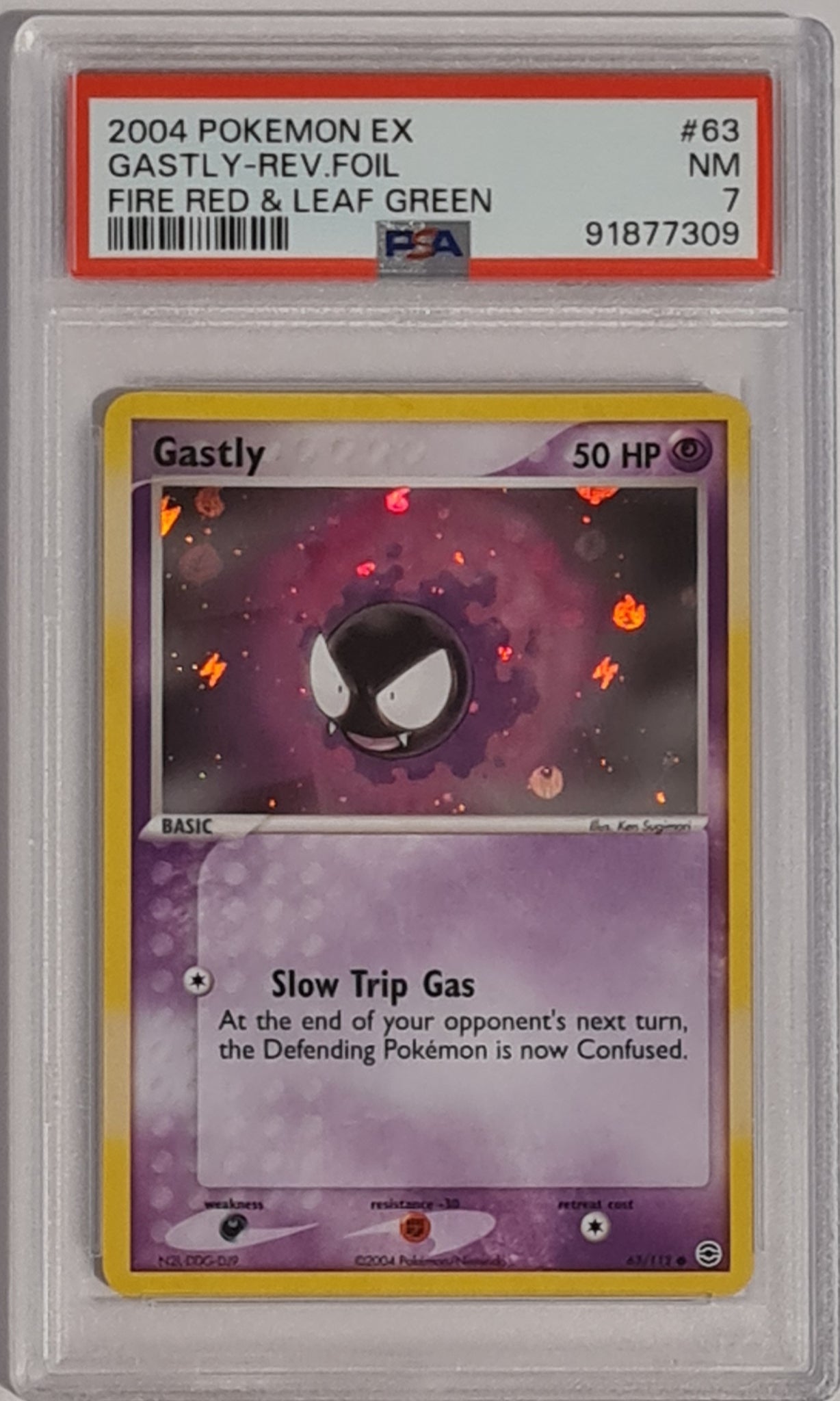 Pokemon Ex Fire Red & Leaf Green Gastly #63/112 PSA 7 Reverse Holo Trading Card