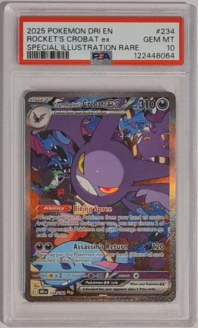 Pokemon Scarlet and Violet Destined Rivals Team Rocket's Crobat Ex #234/182 Special Illustration Rare Holo PSA Gem Mint 10 Trading Card