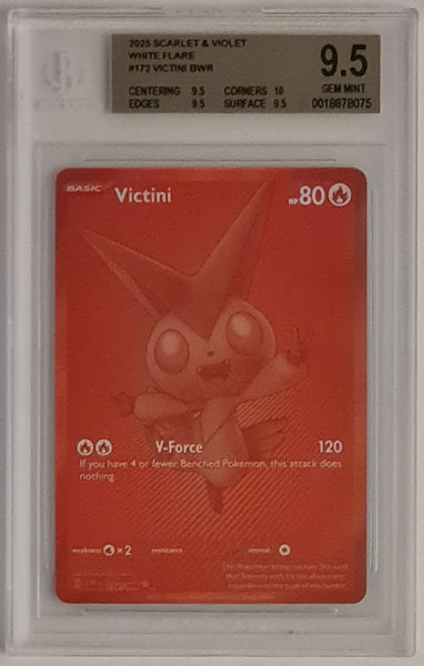 Pokemon Scarlet and Violet White Flare Victini #172/086 BGS Gem Mint 9.5 Black White Rare Holo Trading Card