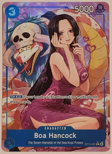 One Piece Card Game OP-13 Carrying on his Will Boa Hancock #OP13-051 (V.2) Alt Art Rare Foil Trading Card