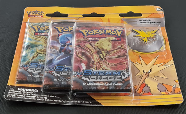 Pokemon XY Steam Siege Sealed (3) Booster Pack Pin Collection Blister