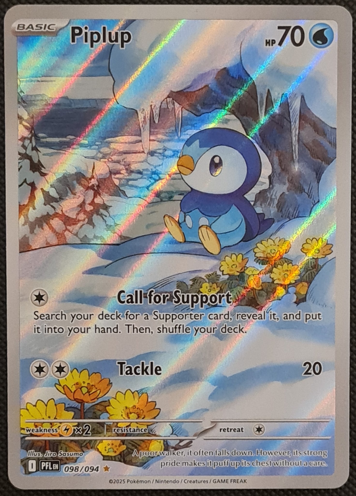 piplup rare card Pokemon Mega Evolution Phantasmal Flames Piplup #098/094 Illustration Rare Holo Trading Card
