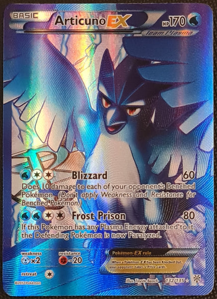 Pokemon Black and White Plasma Storm Articuno Ex #132/135 Ultra Rare Holo Trading Card