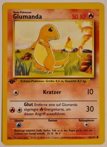 Pokemon Base Set (1st Edition) Charmander/Glumanda #46/102 German Trading Card