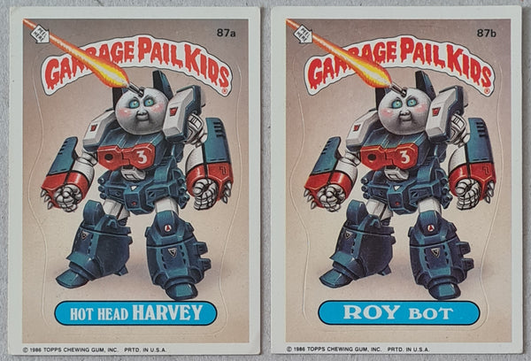 Garbage Pail Kids Original Series 3 #87a/b - Hot Head Harvey/Roy Bot Sticker Set