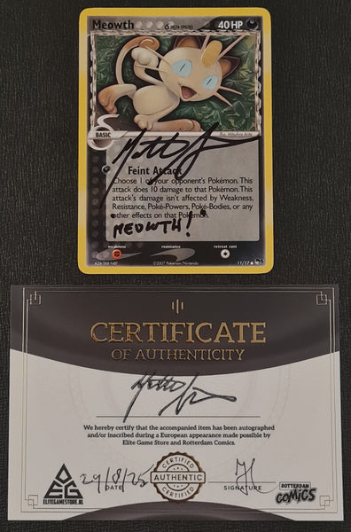 Pokemon Pop Series 5 Meowth #11/17 Trading Card (Matthew Sussman Autograph + COA)