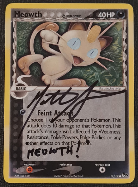 Pokemon Pop Series 5 Meowth #11/17 Trading Card (Matthew Sussman Autograph + COA)