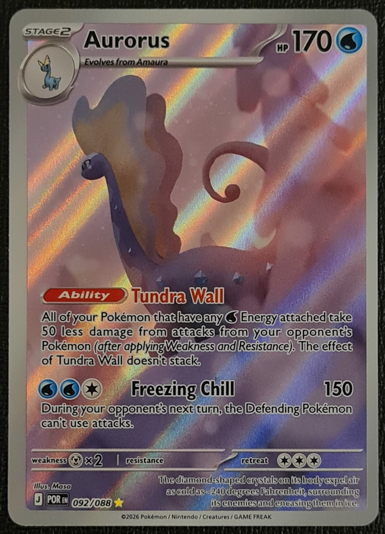 Pokemon Mega Evolution Perfect Order Aurorus #092/088 Illustration Rare  Holo Trading Card