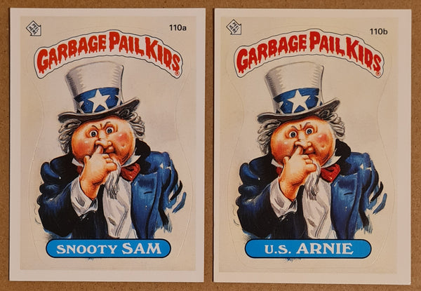 Garbage Pail Kids Original Series 3 #110a/b - Snooty Sam/U.S. Arnie Sticker Set
