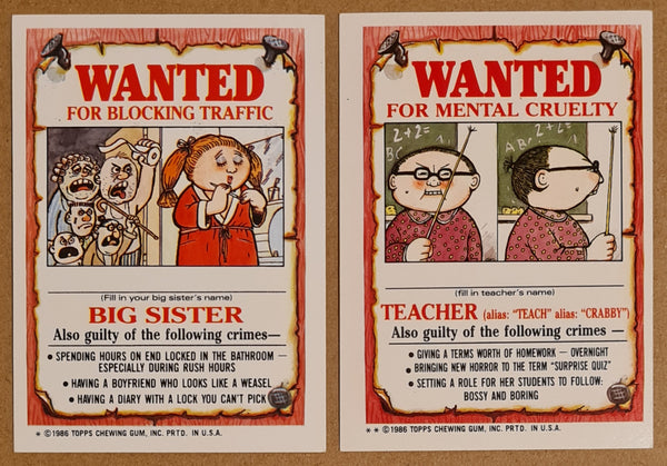 Garbage Pail Kids Original Series 3 #110a/b - Snooty Sam/U.S. Arnie Sticker Set