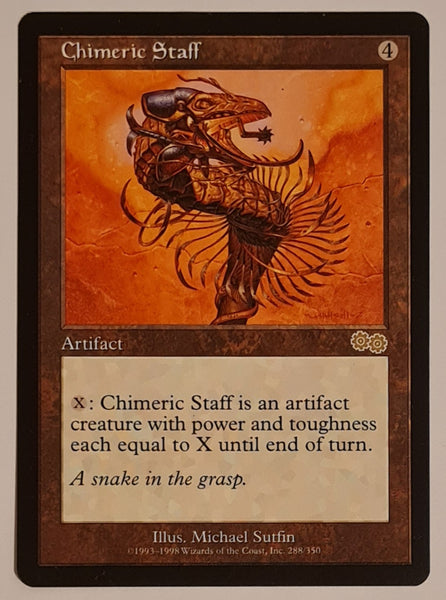 Magic the Gathering Urza's Saga Chimeric Staff #283/350 Rare Trading Card