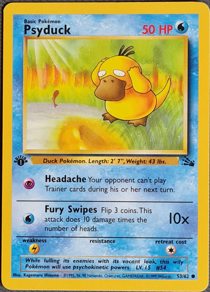 Pokemon Fossil (1st Edition) Psyduck #53/62 Trading Card